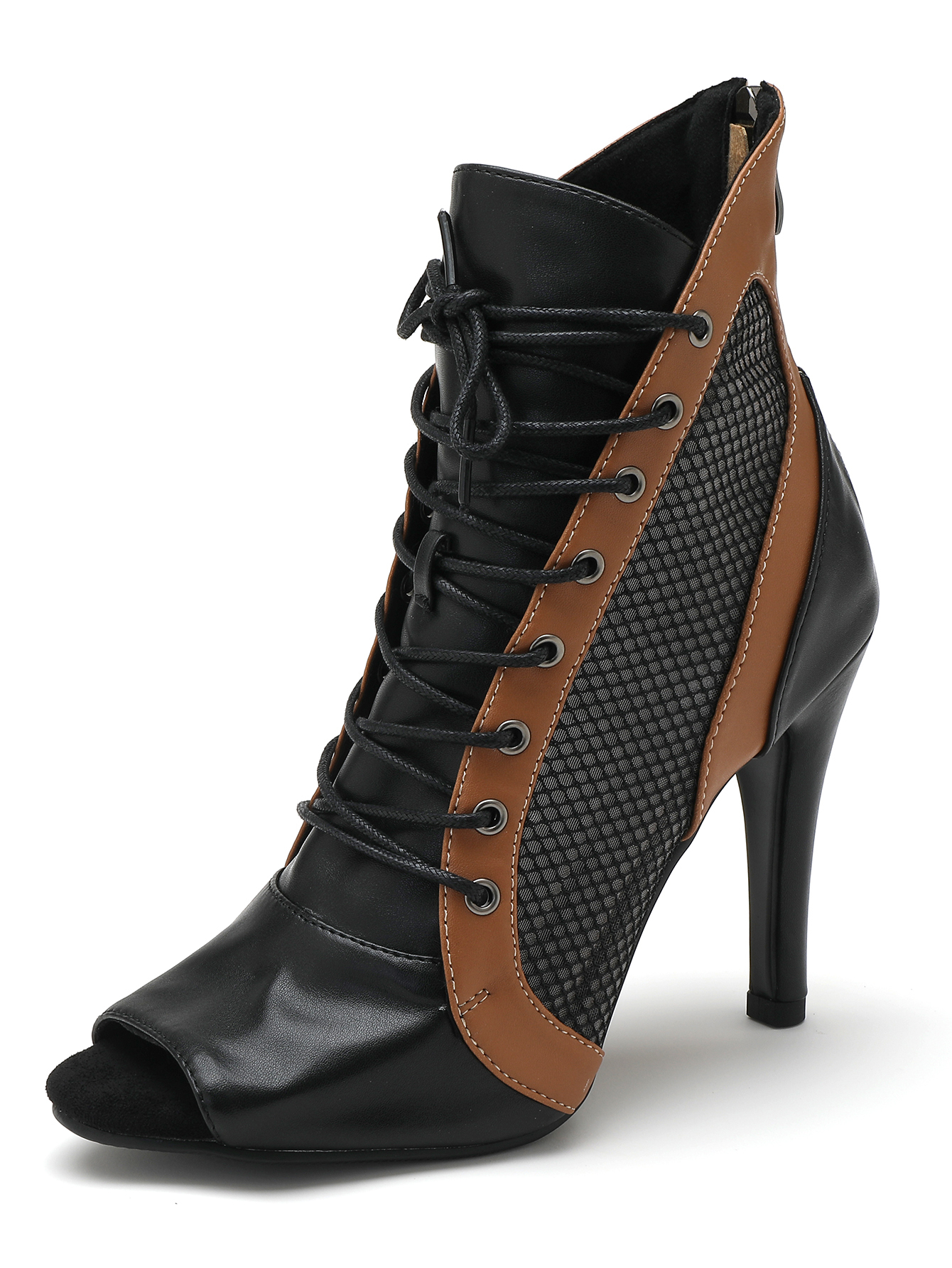Neue sexy 2024 Frauen schwarz High Heels Trend Schnürstiefel Indoor Wildleder Sohle anpassbare Latin Dance Stilettos Stiefeletten