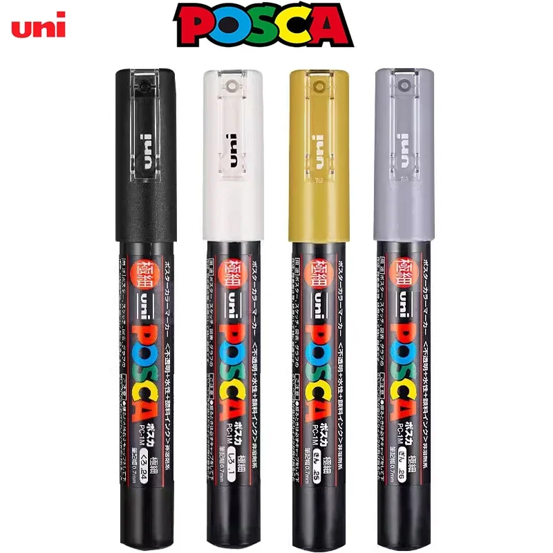 UNI POSCA Markers ชุด PC-1M/3 M/5 M ถาวรสีอะคริลิคปากกา Quick แห้ง Graffiti ภาพวาดอุปกรณ์ศิลปะเครื่องเขียนญี่ปุ่น