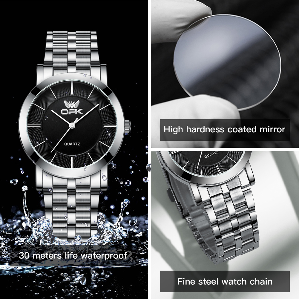 OPK-Reloj de lujo de acero inoxidable para hombre y mujer, accesorio Original, resistente al agua, de marca superior, a la moda, 6019, 2024