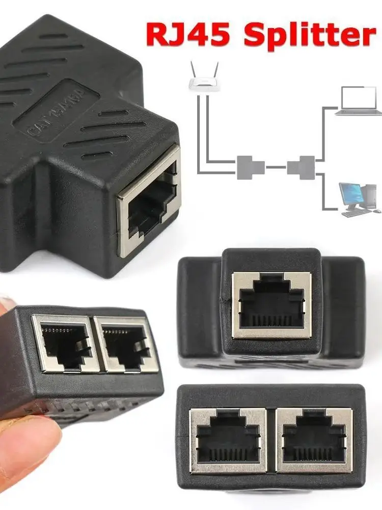Conector adaptador 8P8C distribuidor RJ45 de rede Ethernet 1-em-2 plugue expansor (suggest usando dois juntos)