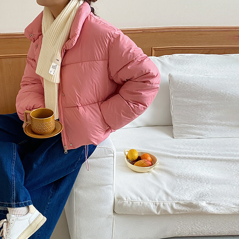 Jaket bantalan katun kasual wanita, jaket roti longgar versi Korea tebal kecil musim gugur musim dingin Super pendek