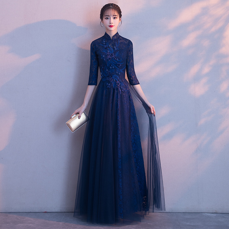 Outono novo anfitrião elegante atmosfera digna princesa banquete vestido de emagrecimento