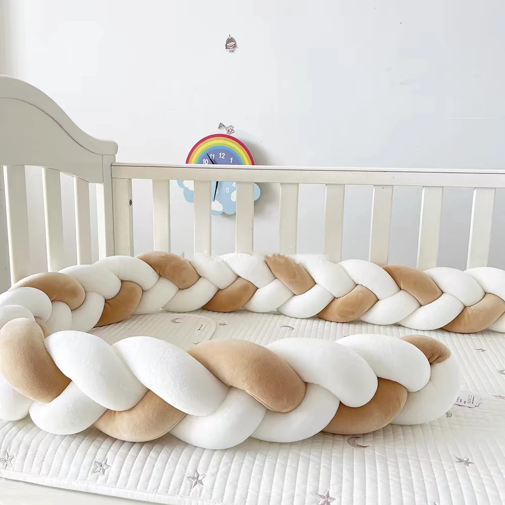 Parachoques para cama de bebé, cuna anticolisión, protección para recién nacido, almohada trenzada con nudo, Protector de cuna, juego de cama de 1M/2M3M/4M