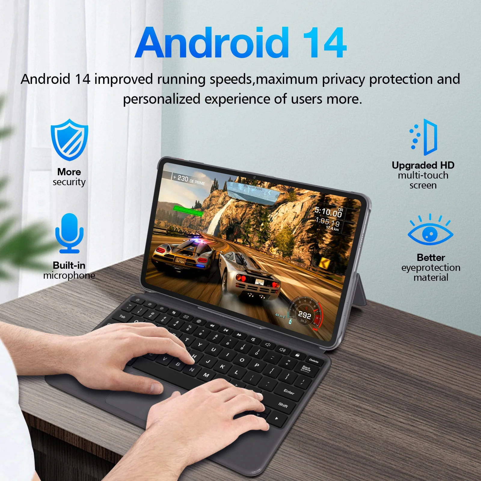 P51L Android 14 Tablet 11,97 Zoll, UNISOC T616 Octa Core, 16 GB RAM + 256 GB ROM/TF 1 TB, Widevine L1 2K FHD Cellular Tablet mit Dual-SIM-Steckplatz, 8800 mAh, 13 MP Kameras, Quad-Lautsprecher, 5G WiFi GPS PC-ähnlich