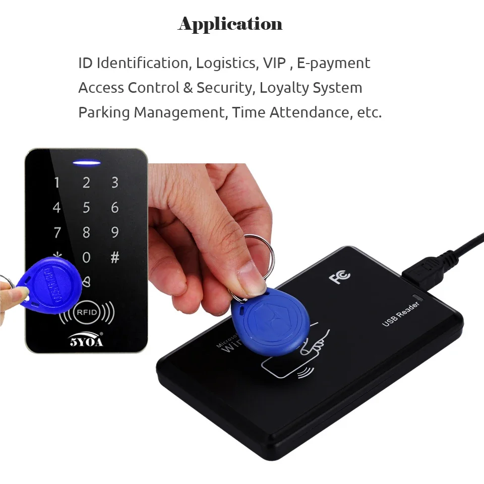 5YOA 10 Uds 125KHz solo lectura RFID TK4100 EM4100 llaveros de proximidad inteligente seguro puerta entrada Control de acceso ID llavero Token Tag