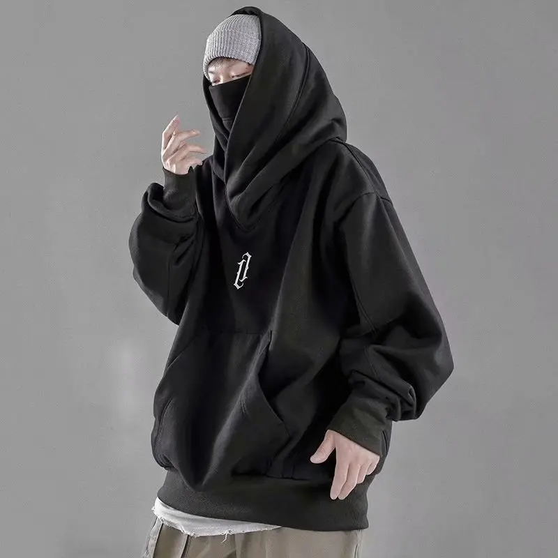 Vintage Hooded Turtleneck Sweatshirt Men's Fall Loose Comfortable Hip-hop Sweatshirt Jacket Tops Tide Worker Homewear for Men