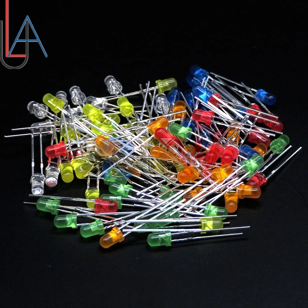 100PCS LAUBEI 5mm LED 다이오드 F5 모듬 키트 흰색 녹색 빨간색 파란색 노란색 오렌지 핑크 보라색 따뜻한 흰색 DIY 발광 다이오드