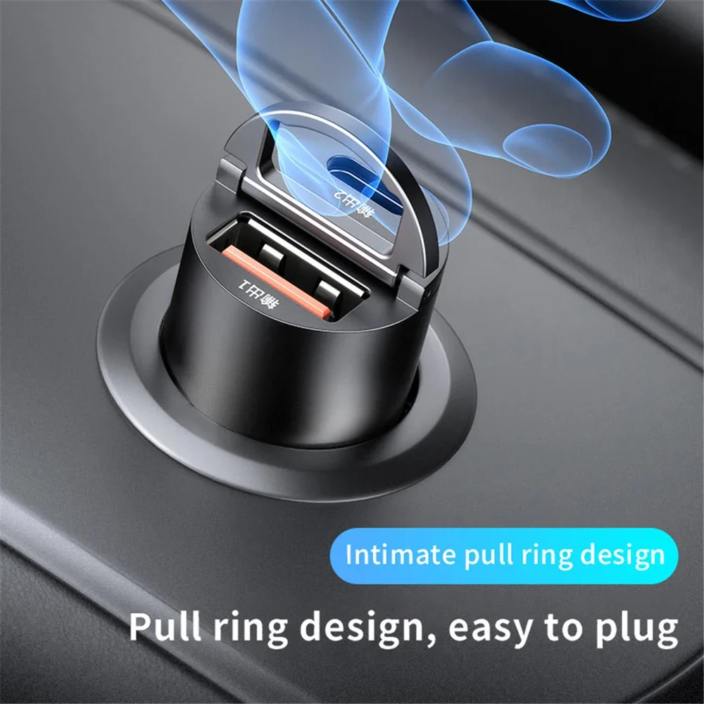 Mini 100W PD QC Pull Ring Snel Opladen Autolader USB C Autotelefoon Oplader Adapter Voor iPhone 13 12 Xiaomi Samsung Huawei