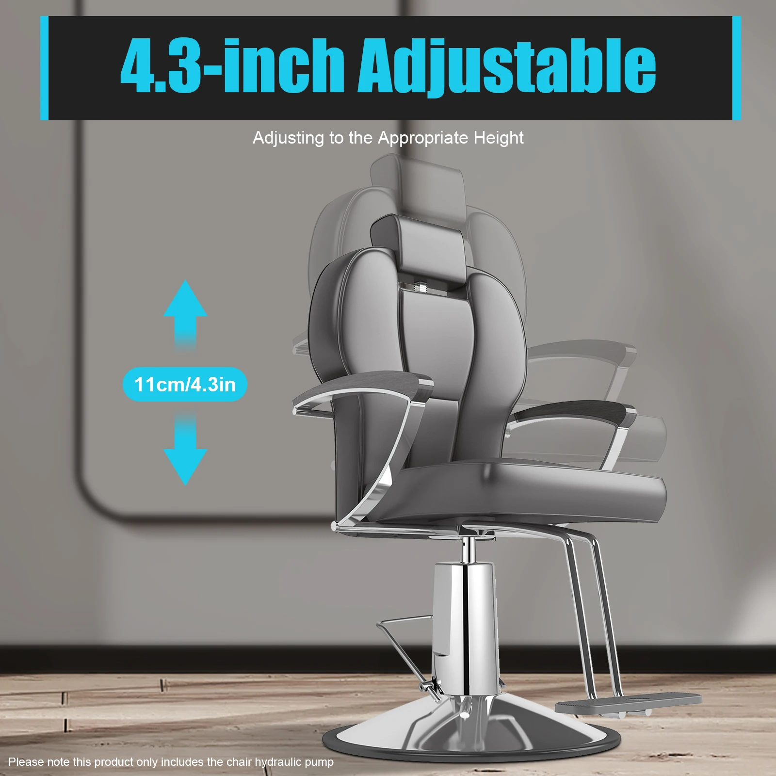 11cm/4.3in Chair Hydralic Pump Replacement Adjustable for Barber Salon Office, Universal Base Diagonal Hole 115mm/4.53in