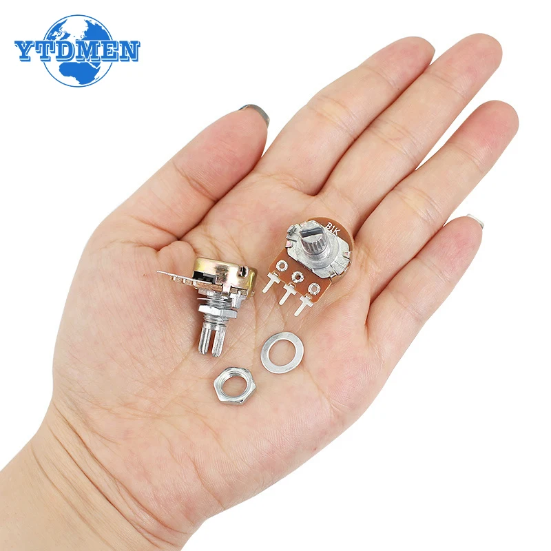 5/10 Uds WH148 potenciómetro 15mm 3Pin cono lineal giratorio 1K 2K 5K 10K 20K 50K 100K 250K 500K 1M Ohm resistencia Variable