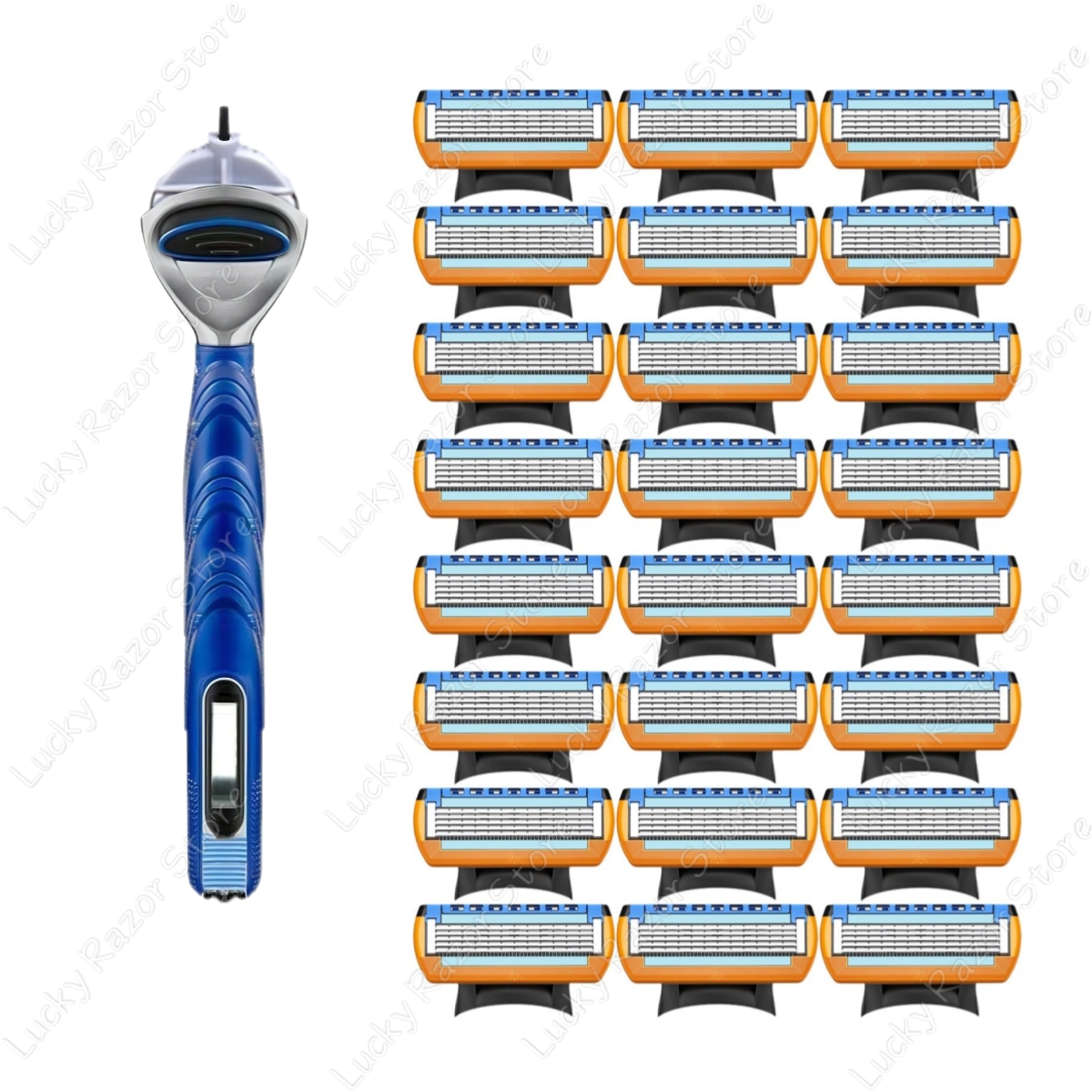 Fusion series Stainless steel manual shaver, 5-layer razor blade reusable, retro wet scratch resistant hair removal blade