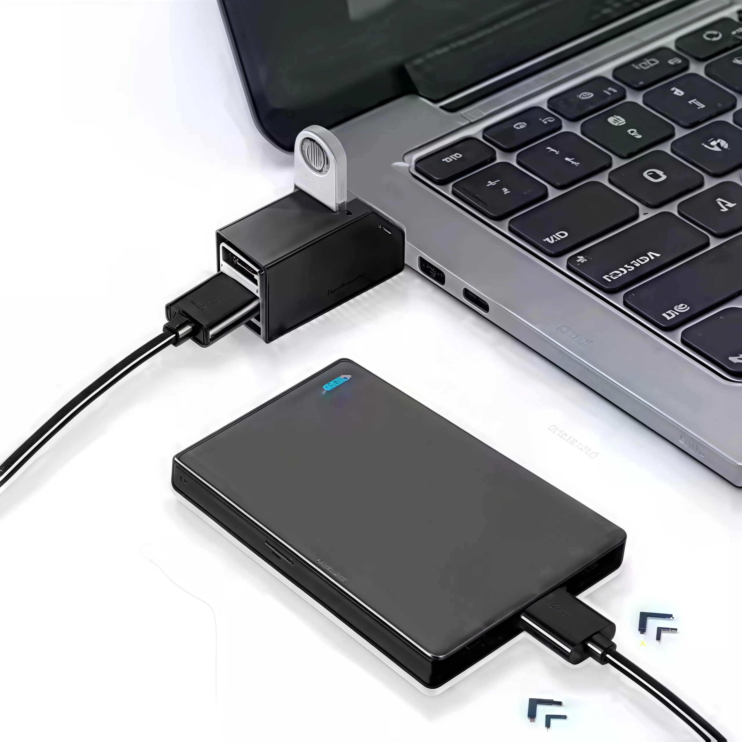 4-Port USB 3.0 Hub Adapter - 5Gbps High-Speed Data Transfer, Compact Portable Design for Laptop, PC, Mac