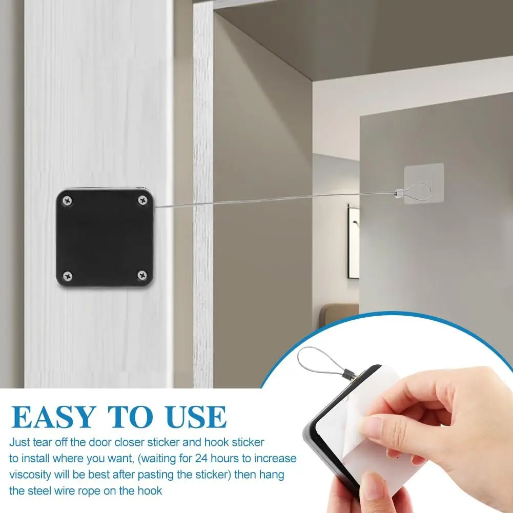 Fecho de porta com sensor automático sem perfuração, superfície ajustável, suporte de parada de porta, cabo de tração, mais próximo de porta para comercial residencial