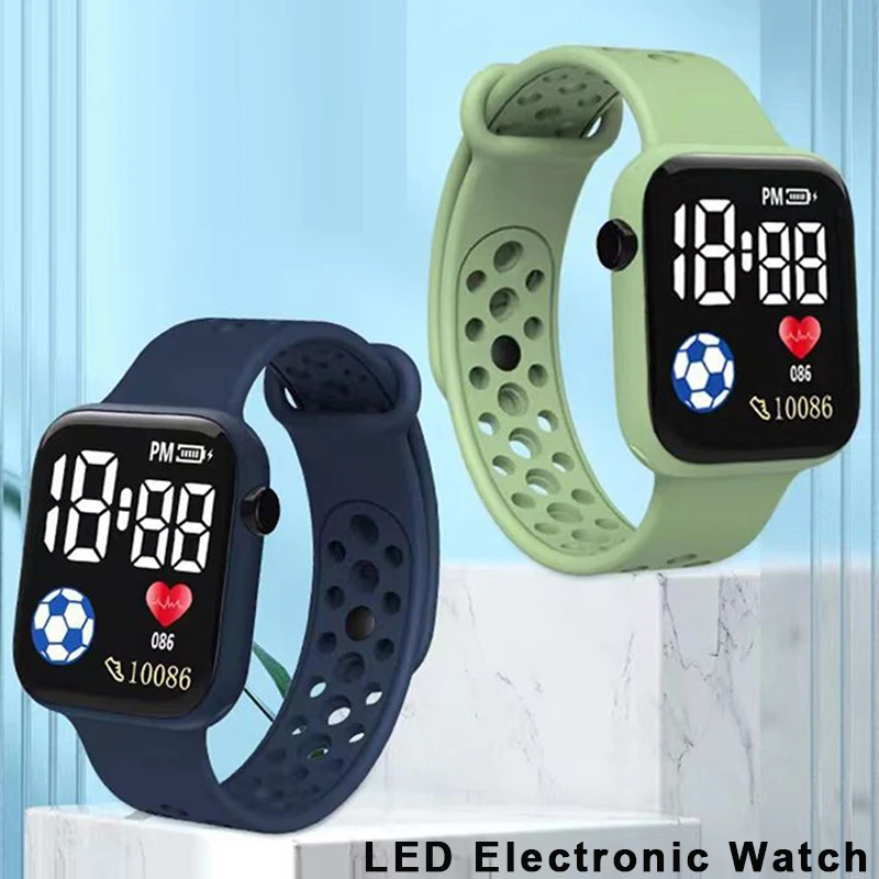 ฟุตบอลนาฬิกาเด็กกีฬา LED นาฬิกาดิจิตอลสําหรับชายและหญิงสายรัดซิลิโคนเด็กนักเรียนนาฬิกาข้อมืออิเล็กทรอนิกส์นาฬิกา
