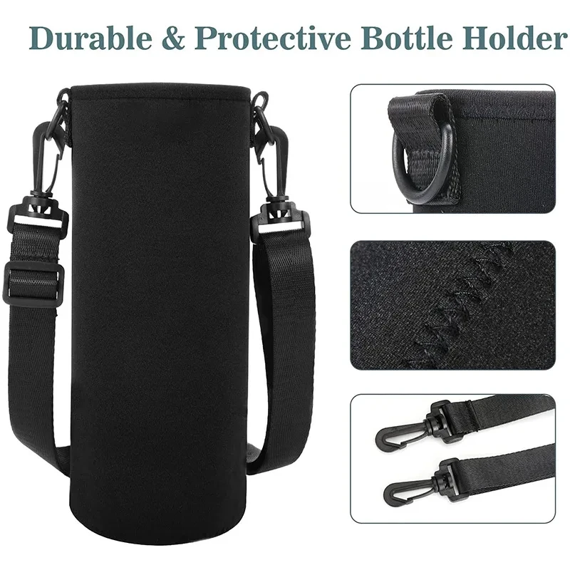 Portable Water Bottle Insulated Neoprene Holder Pouch Bag 420/550/750/1000/1500ml Shoulder With Adjustable Strap