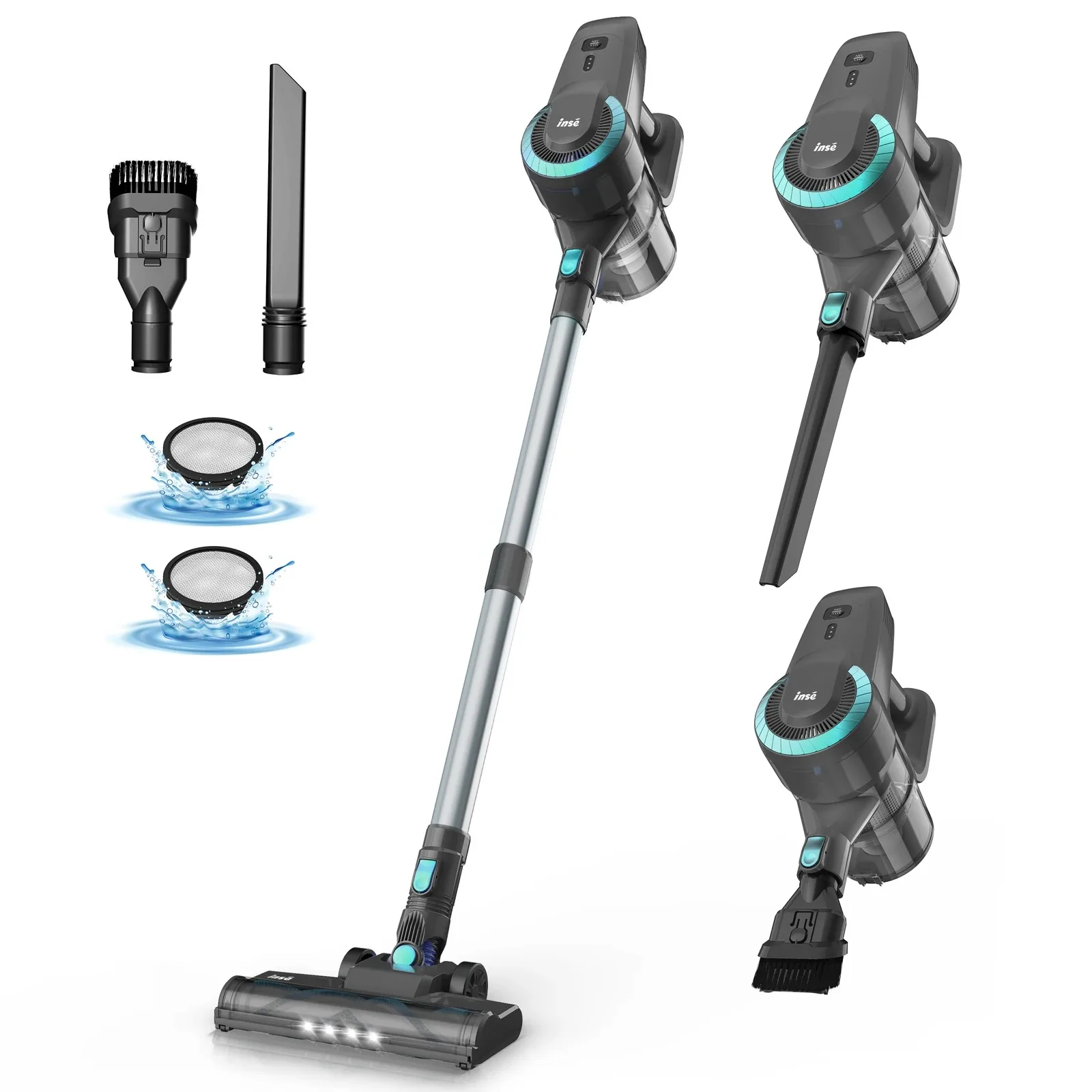 INSE N370 Cordless Vacuum Cleaner 20Kpa Ultra 6 in 1 Lightweight Stick Vacuum Powerful Handheld Vacuum Cleaners for Home Pet Car