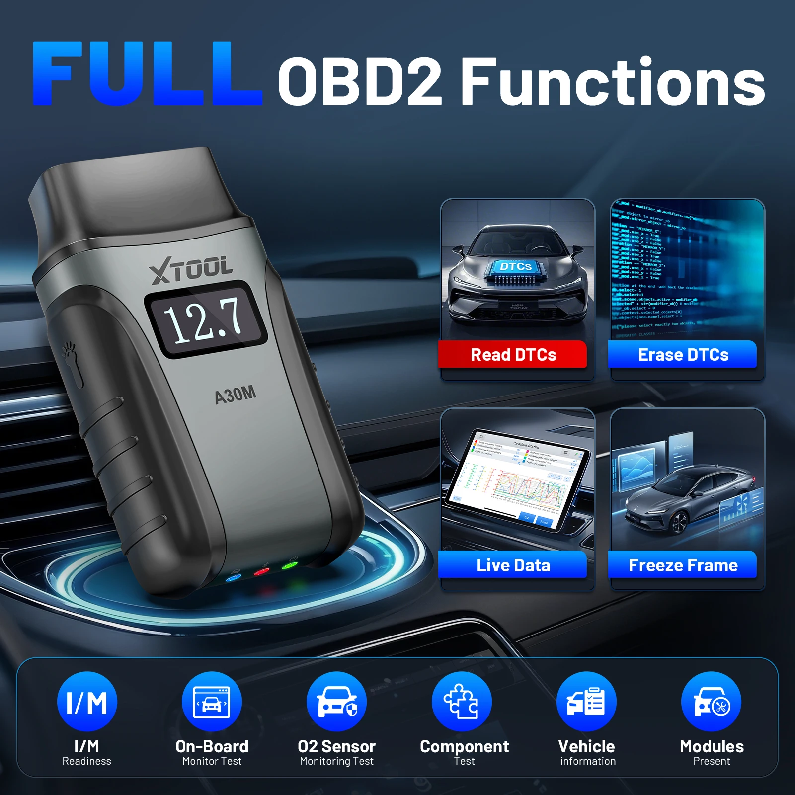 XTOOL A30M OBD2 Scanner Bluetooth outils de Diagnostic Scanner automobile mise à jour gratuite à vie bidirectionnelle CAN FD FCA 26 + réinitialisations