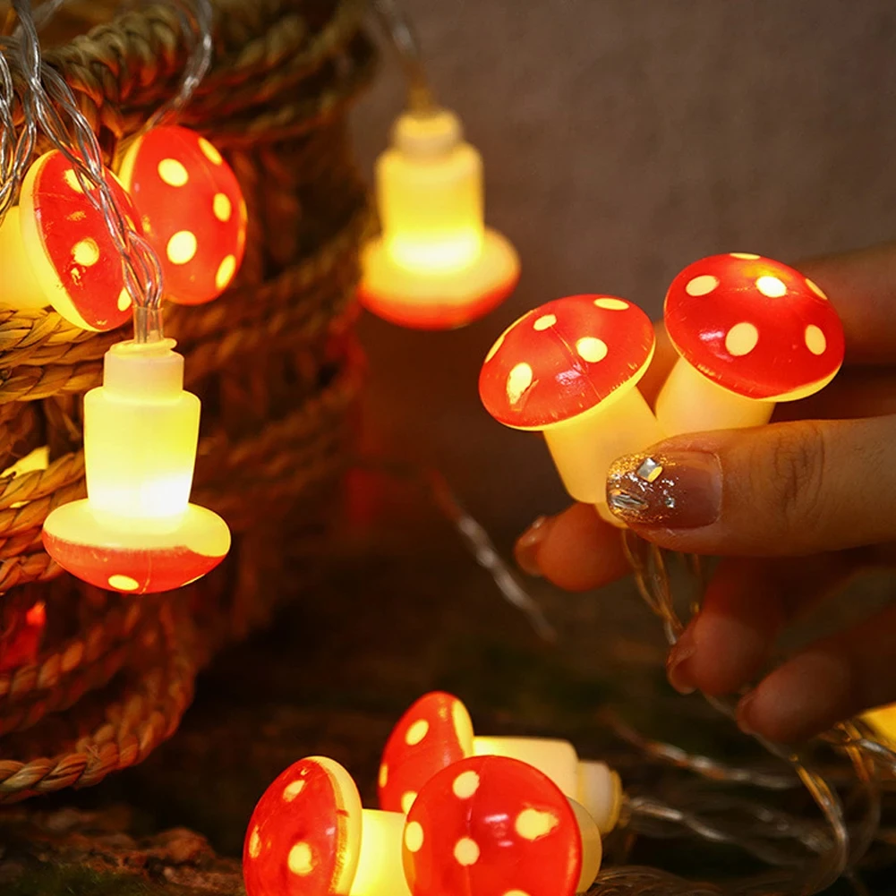 20 Led キノコ LED フェアリーライト USB/バッテリーストリングライトクリスマスパーティーギフト妖精屋内装飾雰囲気ライト