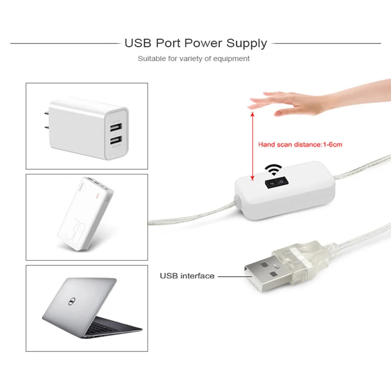 Clearance_GGbingo 2M LED-Streifenlicht, Hand-Sweep-Winksensor, 5 V USB, 2835, Hintergrundbeleuchtung, LED-TV-Küche, unter dem Schrank, Lampe für Kabine