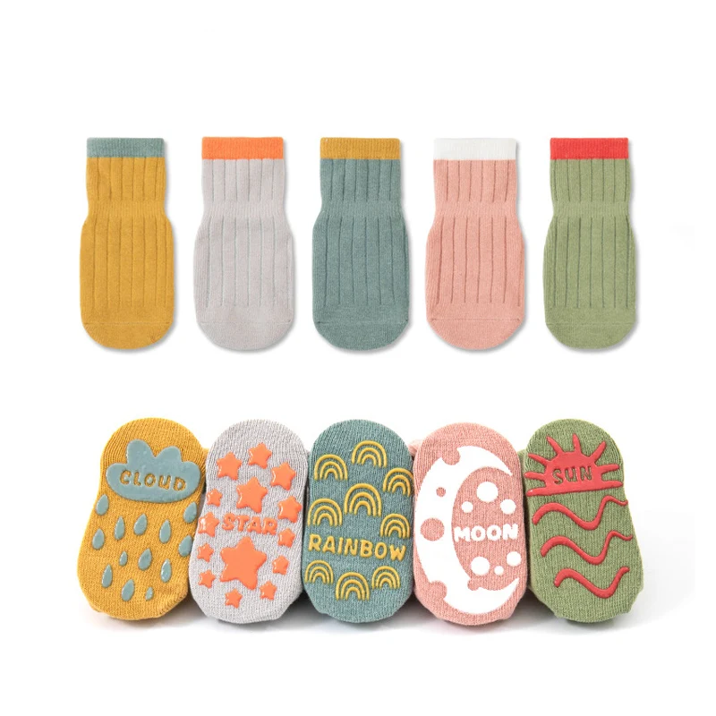 5 pares de meias casuais fofas de malha, meias de algodão respiráveis macias e confortáveis para crianças pequenas andando, meninos e meninas