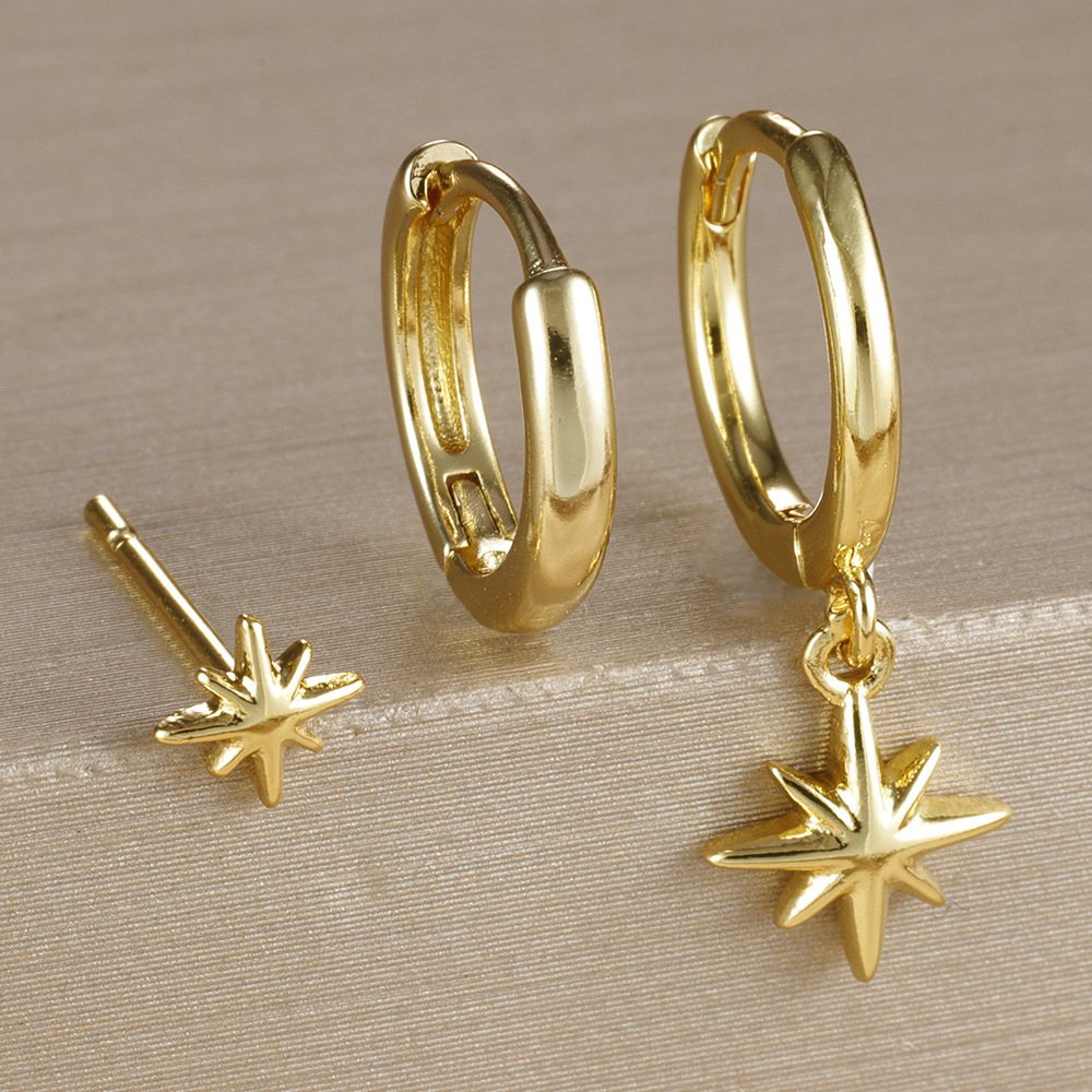 ZAKOL 3 ชิ้นแฟชั่นรอบดาวหยดต่างหูชุดผู้หญิงสีทองห้อยต่างหูพังก์ยู ไนเซกซ์ร็อคเครื่องประดับ