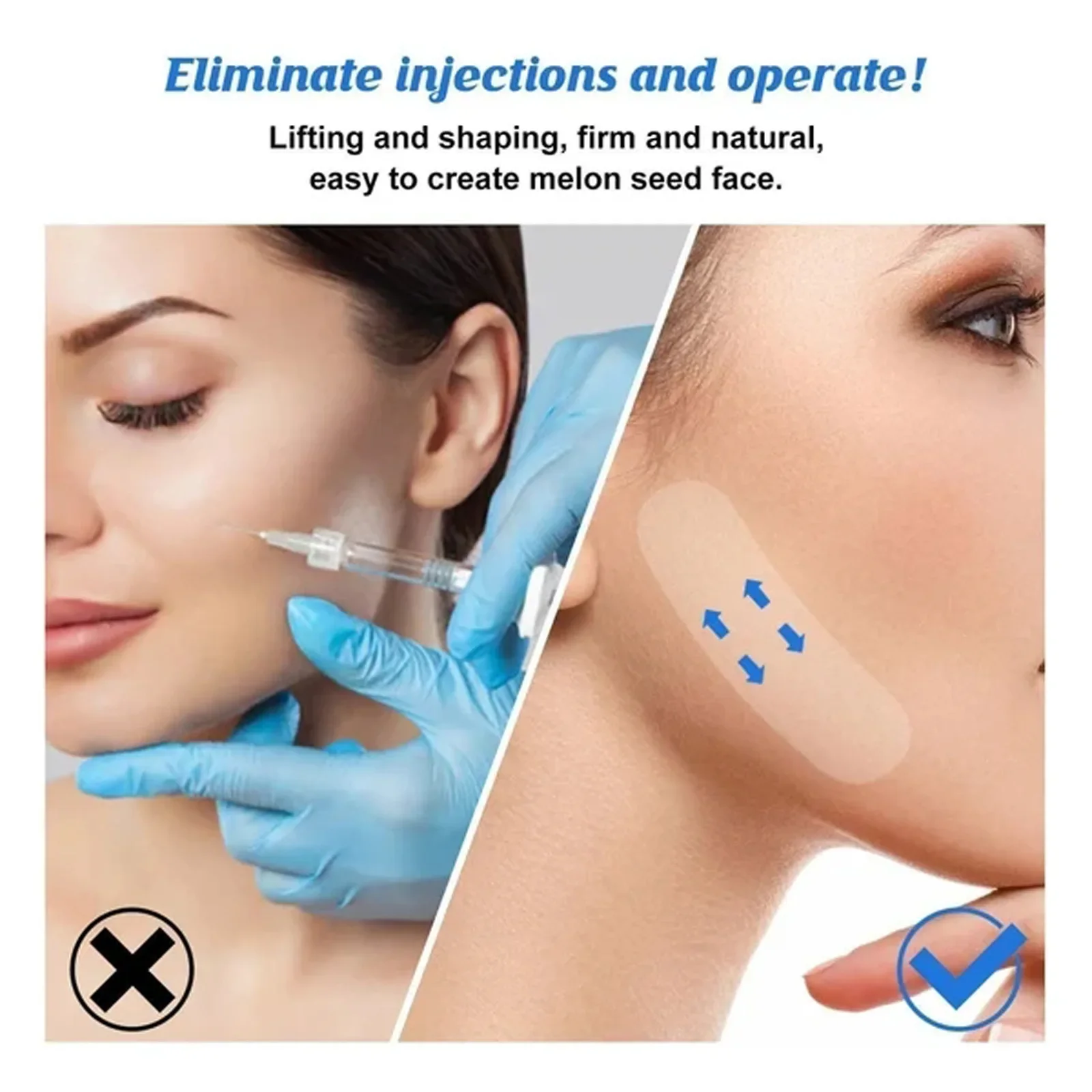 40 Uds pegatinas faciales de elevación parches faciales finos transparentes invisibles herramientas de elevación cinta adhesiva para arrugas faciales en forma de V