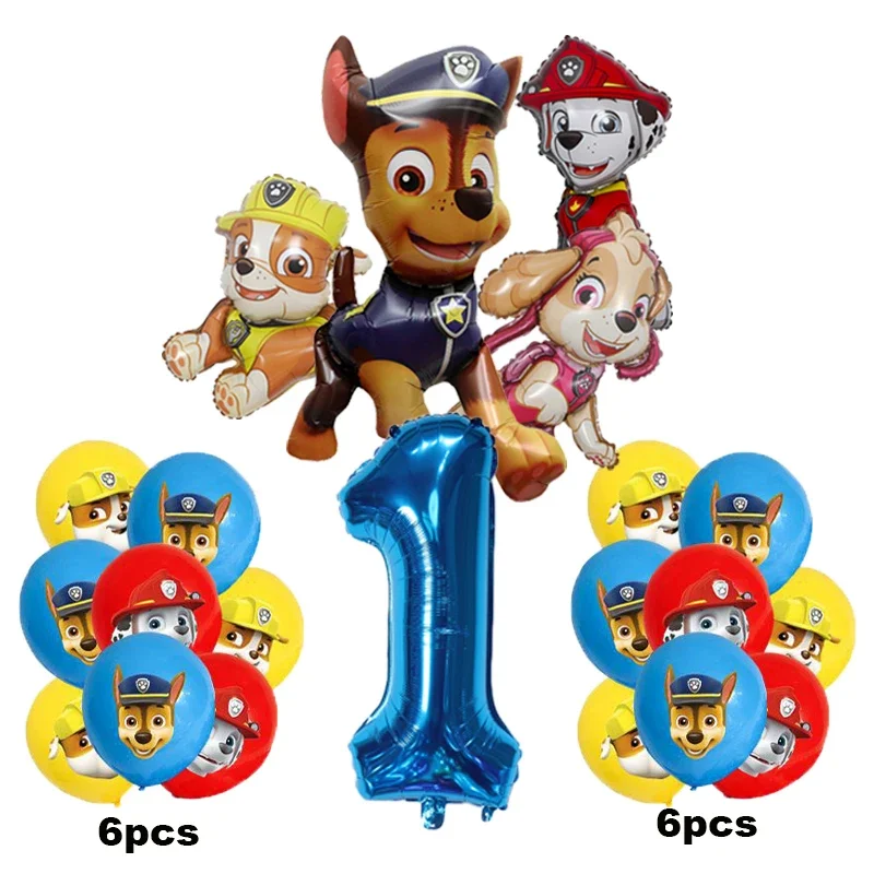 17 ชิ้นการ์ตูน PAW Patrol วันเกิดตกแต่งฟิล์มอลูมิเนียมดิจิตอลชุดบอลลูนสุนัข Chase Skye เด็กอุปกรณ์ของเล่น