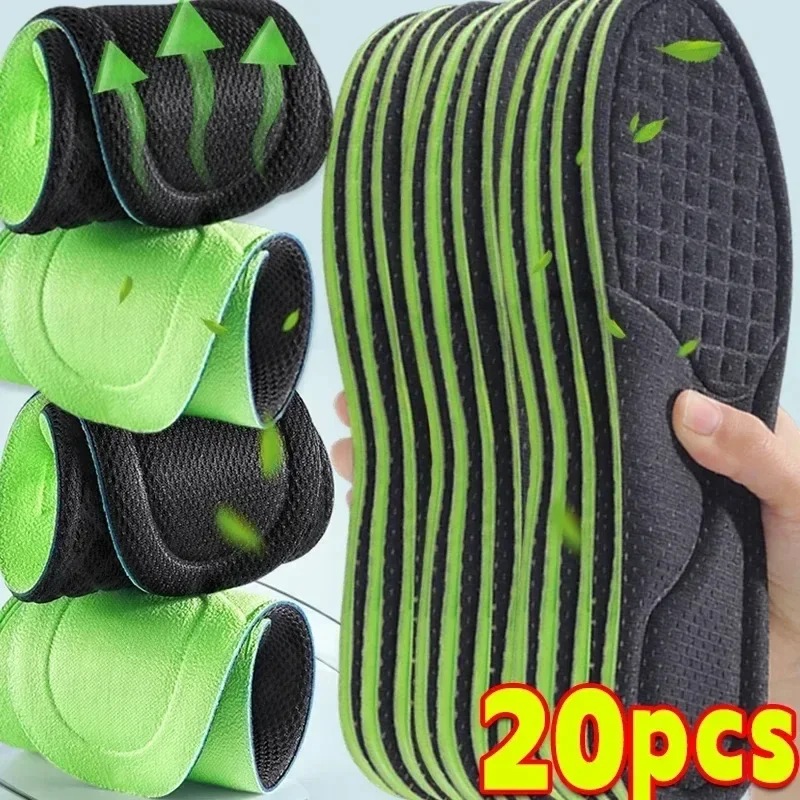 20PCS Soft Memory Foam Orthopedic Insoles Deodorizing Insole Shoes Sports Absorbs Sweat Breathable Antibacterial Shoe Accessory