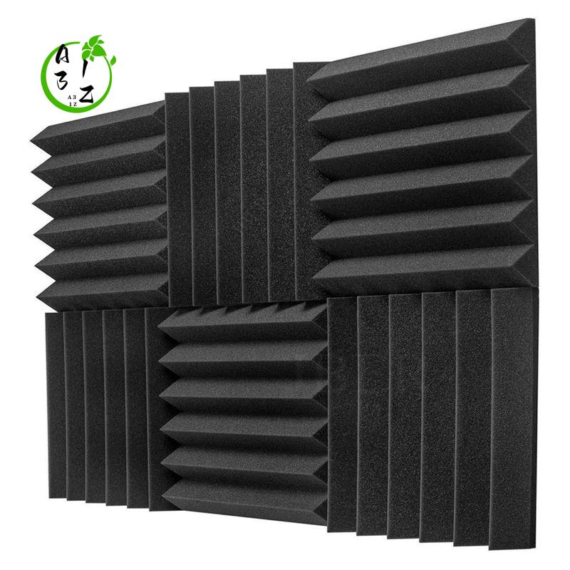 A31Z-12 Piece Acoustic Foam Panels Black Wedges Soundproof Foam Panels High Density Foam Fire Resistant Foam