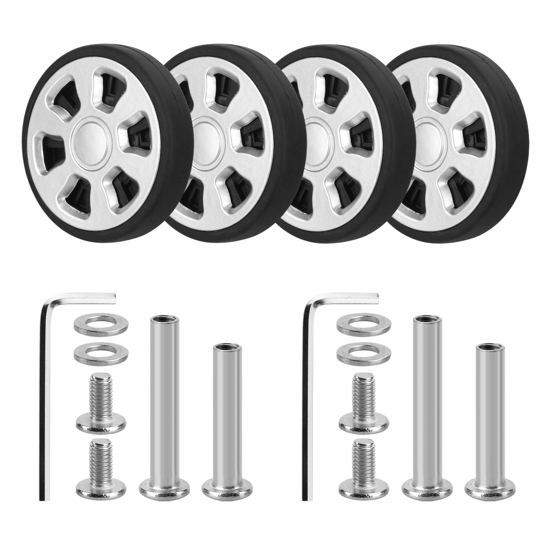 4/8 шт., серебристые сменные колеса с винтом для чемодана