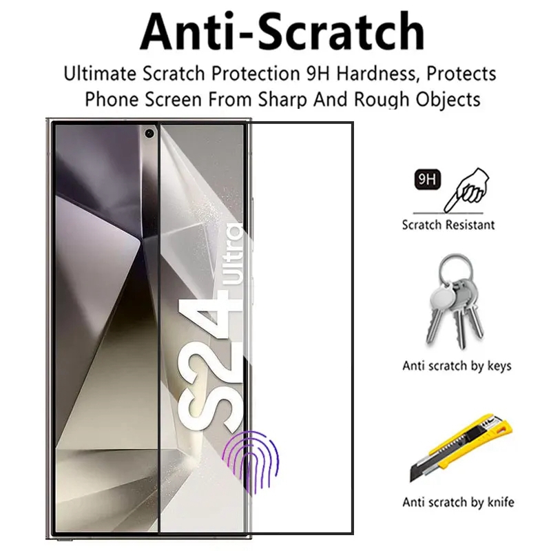 4PCS Tempered Glass For Samsung Galaxy S24 Ultra Full Cover Screen Protector S24 S24+ Plus S25Ultra Fingerprint Unlocking Glass