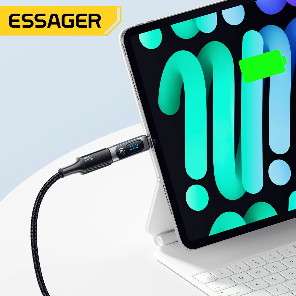 Essager Adattatore USB C da 240 W Tipo C a USB C 3.0 2.0 Connettore OTG Display digitale Adattatore dati 100 W per MacBook Pro Air Samsung