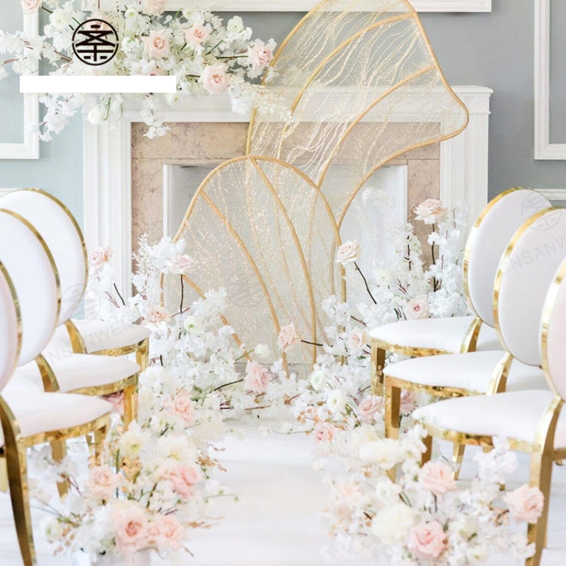 Mobili per eventi per banchetti con schienale rotondo sedie impilabili in acciaio inossidabile per eventi matrimonio