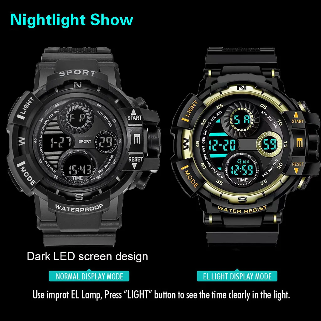 Reloj Digital militar YIKAZE para hombre, reloj deportivo para exteriores para hombre, reloj cronógrafo luminoso resistente al agua, reloj de pulsera electrónico para estudiantes