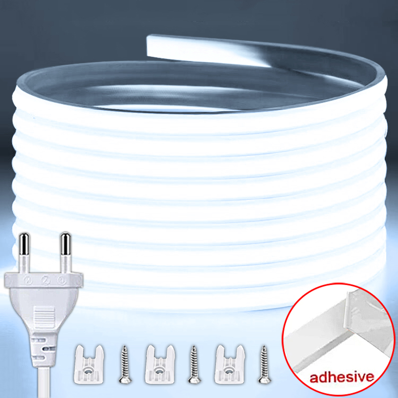 220 В светодиодная лента высокой яркости водонепроницаемая светодиодная лента COB 220 В с вилкой европейского стандарта для комнаты, спальни, кухни, наружного садового освещения