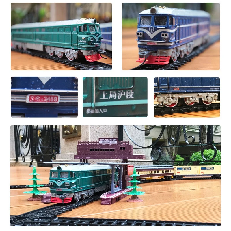 AM-Mainan Model Lokomotif Bomasi Internal Campuran 1:87 Simulasi Anak-anak Mainan Kereta Acousto-optik untuk Hadiah Anak-anak (A)