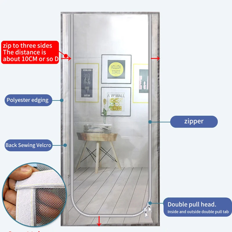 Dây Kéo Cửa Màn Hình Chống Cát PPT Nano Rèm Cửa Lên Mở & Trái Mở Màn Hình Chống Muỗi Lưới màn Hình Hình Thú Cưng Cho Phòng Khách