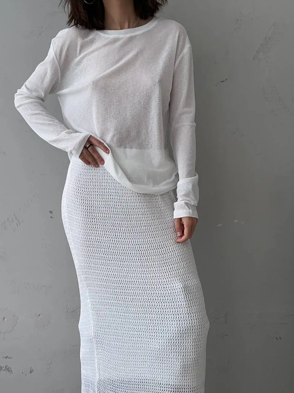 Hirsionsan 2025 Basic Soft Tเสื้อผู้หญิงฤดูร้อนฤดูใบไม้ร่วงแขนยาวหลวมด้านล่างTeesสุภาพสตรีสบายๆถักนุ่มเสื้อผู้หญิง