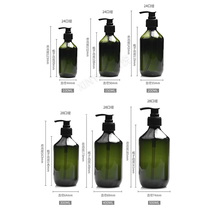 100/150/200/300/400/500ml 샴푸 리필 용 병 펌프 컨테이너 플라스틱 액체 샴푸 샤워 젤 병 홈 목욕 공급