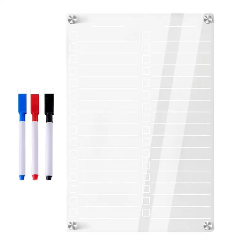 Magnetic Menu Board 20x30cm Acrylic Weekly Calendar Reusable Acrylic Dry Erase Board With 3 Color Pens For Refrigerator