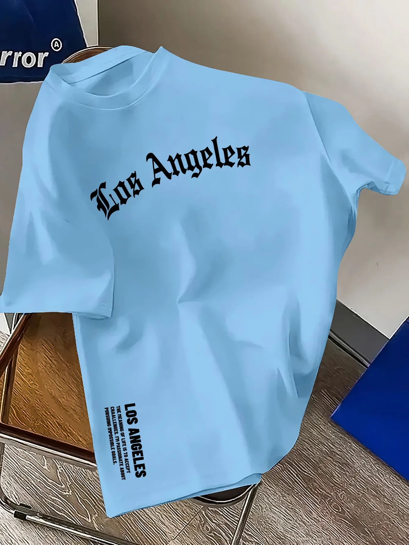 メンズ夏綿 100% ファッションロサンゼルスレタープリントルーズ大カジュアル快適なラウンドネック半袖 Tシャツトップ