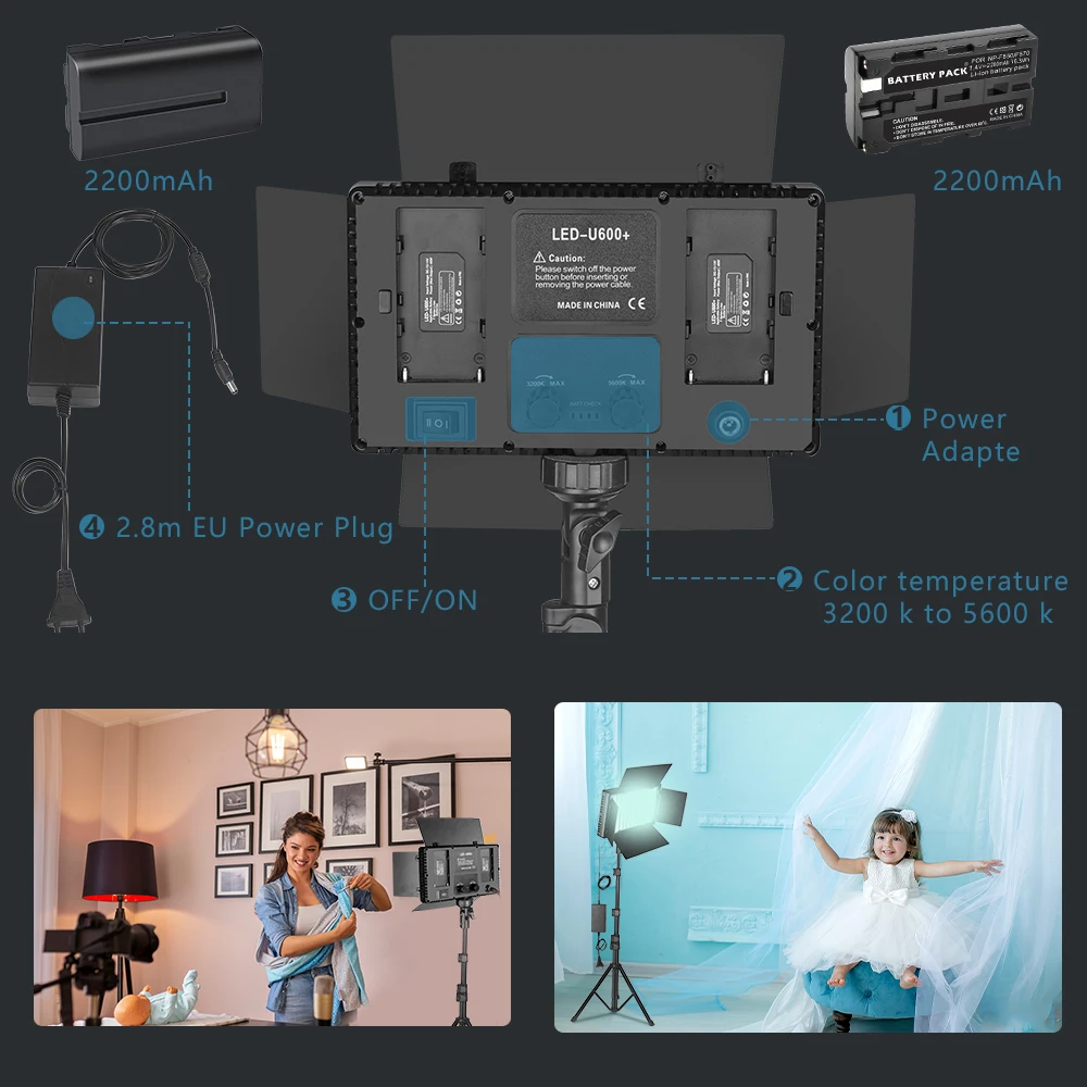 Nagnahz U800/U600 LED lampe de Studio Photo pour Tiktok Youbute jeu en direct éclairage vidéo 40W/50W Portable enregistrement vidéo photographie panneau lampe