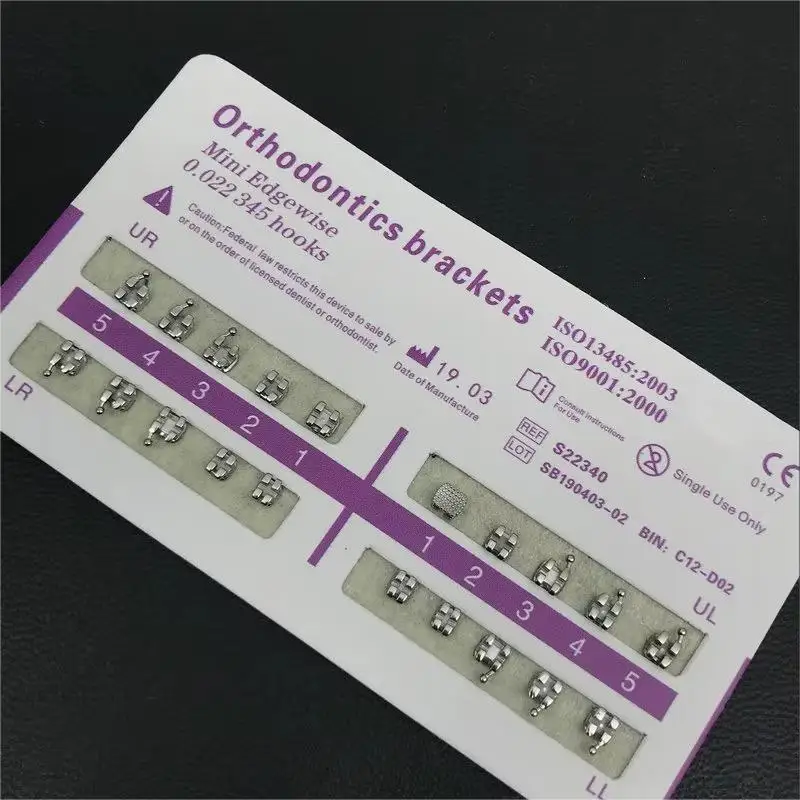 10 パック歯科矯正金属ブレースブラケットミニ Roth/MBT/エッジワイズ 022 スロット歯科医ブラケット歯科金属ブラケット