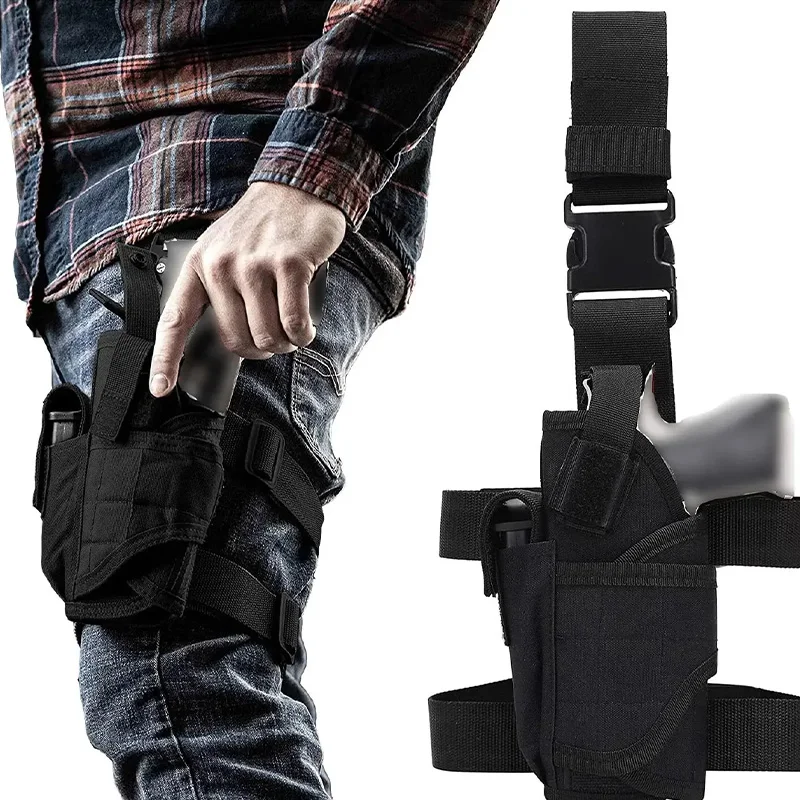 Funda para pistola de pierna izquierda/derecha, bolsa para pistola GLOCK 17/M9/P226/CZ 75, funda ajustable para pistola Airsoft para caza