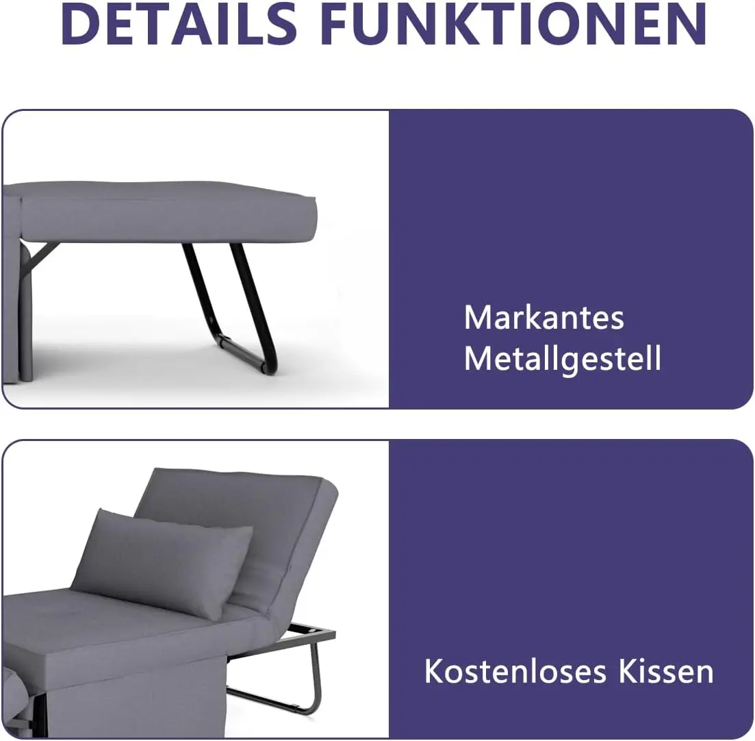 t Schlaffunktion Modern Faltliege für kleine Räume Schlafhocker mit adjustable backrest and comfortable breathable Polst