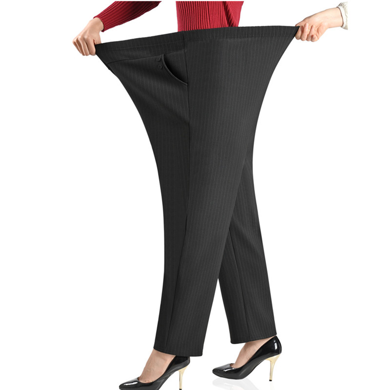Pantalon surdimensionné à taille extensible 8XL, vêtements d'hiver pour femmes d'âge moyen, ample et épais en velours, pantalon décontracté pour grand-mère