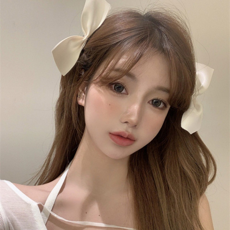 2PCS ใหม่เกาหลีซาตินโบว์ Hairpins เด็กหวาน Headwear สาวคลิปผู้หญิงน่ารัก Barrettes Hairgrips อุปกรณ์เสริมผม