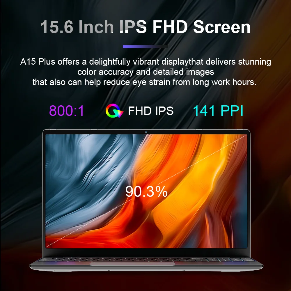 Computadoras portátiles para juegos Ninkear A15 Plus AMD Ryzen ™   7 5700U 4.3Ghz 15.6' FHD IPS 32GB DDR4 + 1TB SSD Teclado retroiluminado FP Desbloqueo