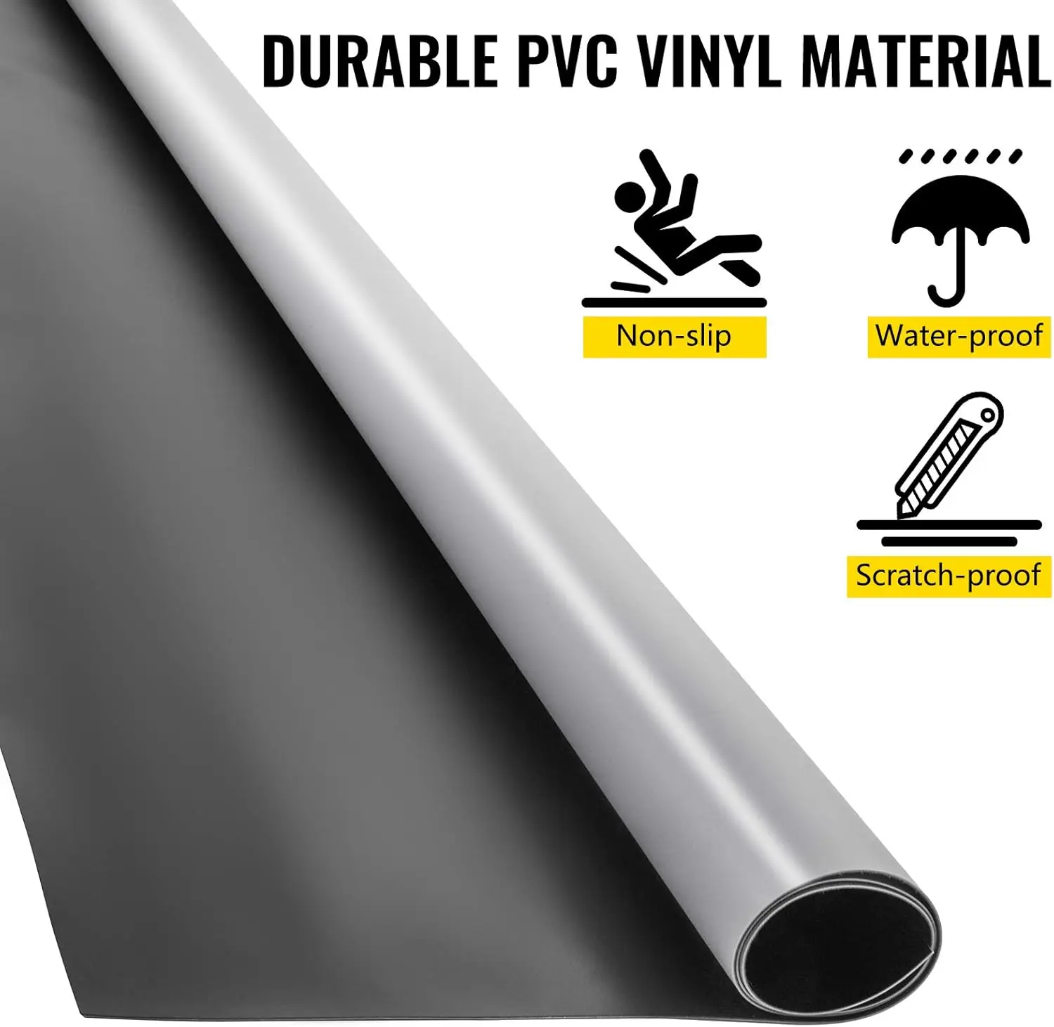 Dance Floor Roll Portable 6.6x49.2ft Practice Floor 1.5mm Thickness PVC Dance Flooring Floor Grey