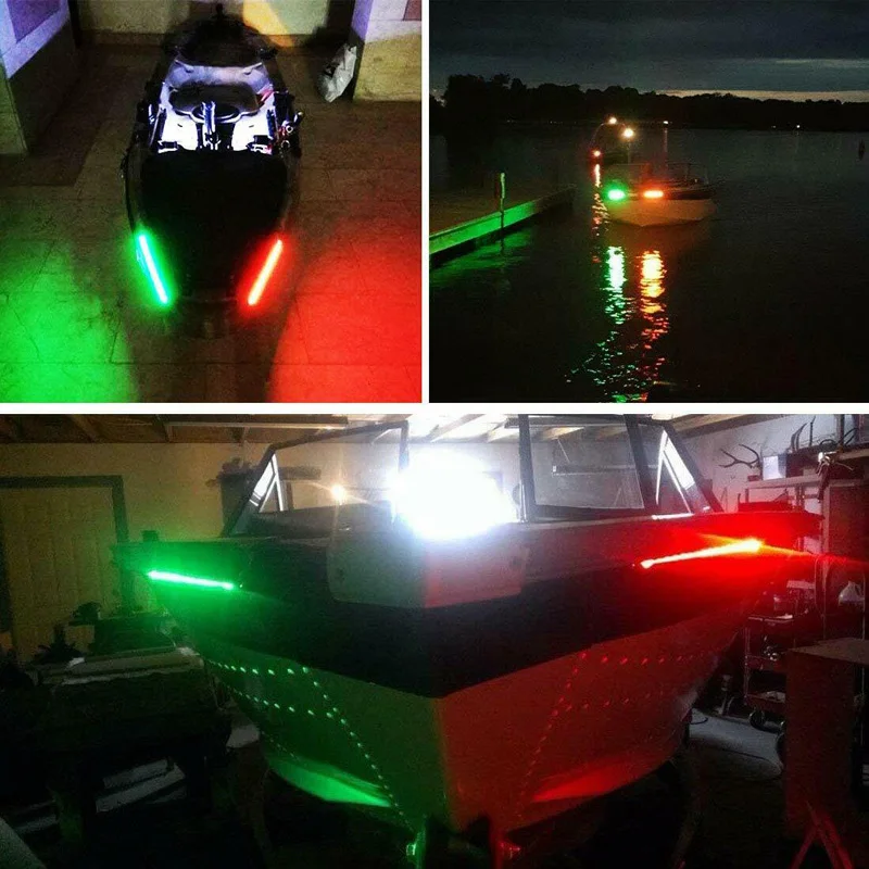 2x 12インチ 12V LED ストリップライト 防水 レッド&グリーン ボート用 マリンナビゲーション カヤック カヌー デッキ カーテシー ボウ トレーラー ポンツーン